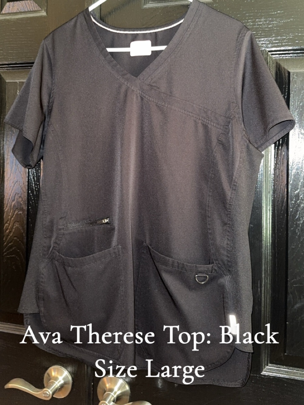 Ava Therese Black Women's Scrub Top - Large